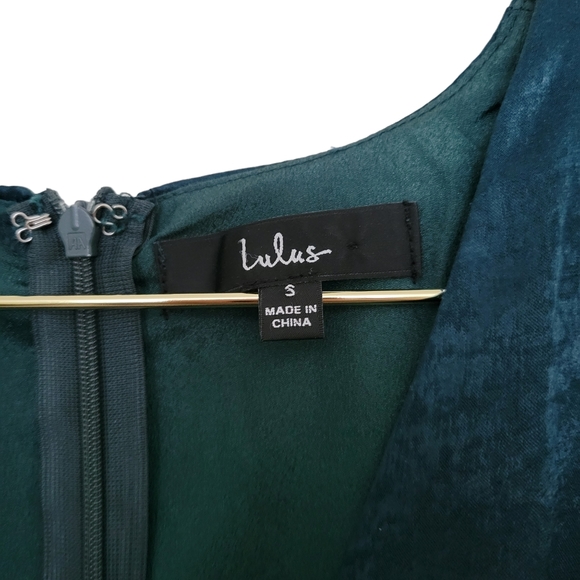 Lulus Wrapped Up In Love Dark Green Satin Faux-Wrap Midi Dress Sz S - Picture 4 of 12